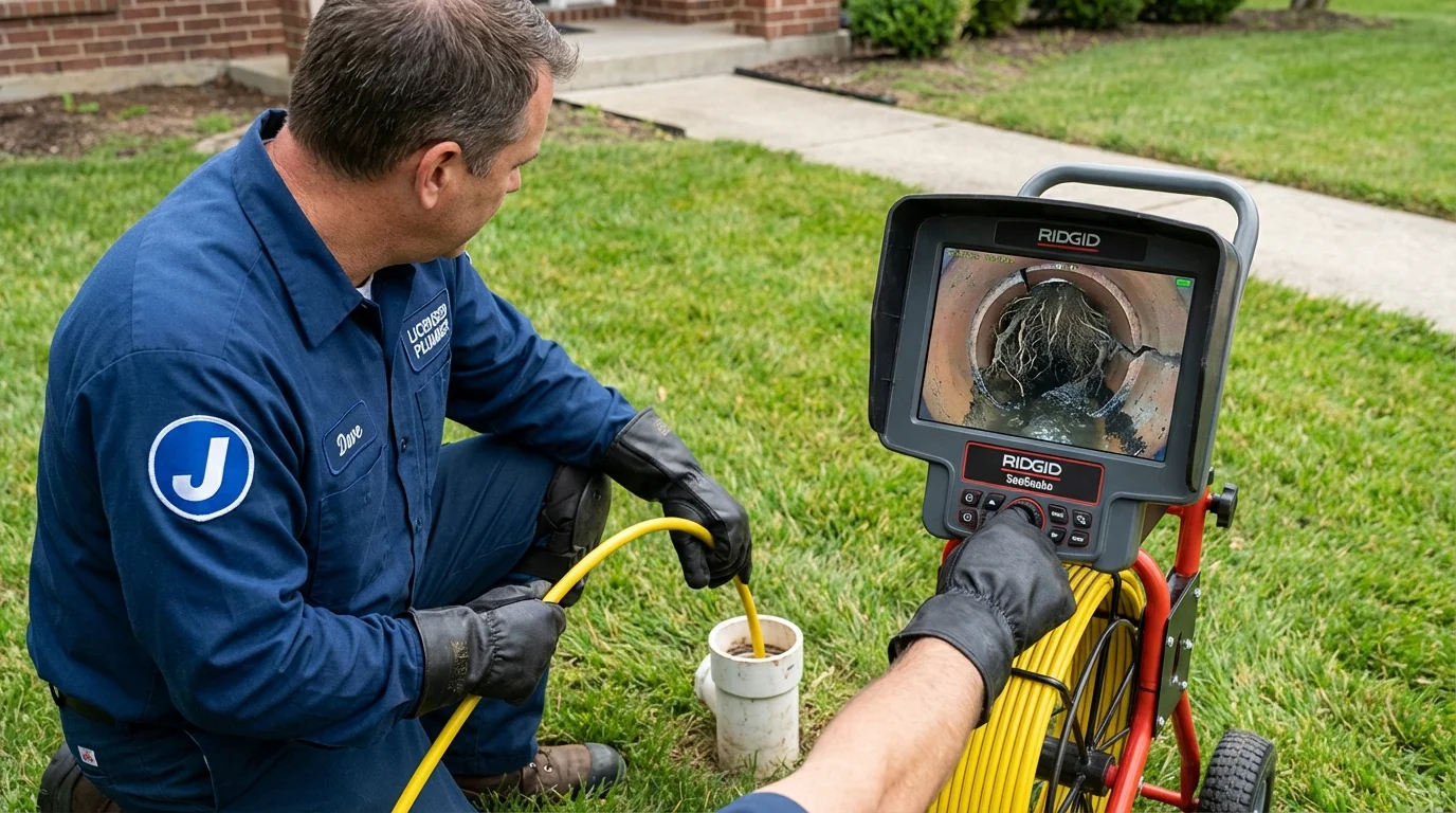 Sewer camera inspection being performed by Johns Plumbing LLC in Vonore